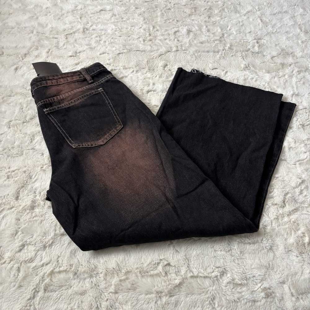 NWT Le Lis Women's Size Large Black Wide Leg Jeans